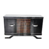 Art Deco Sideboard, striped walnut furnier, pianolacquer , wonderful foot, Eyecatcher