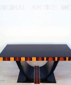 Art Deco Dining Table, Rio-Palisander, Pianolacquer, Lacobell-Glass, wonderful foot, France 1930