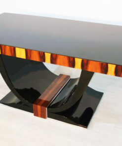 Art Deco Dining Table, Rio-Palisander, Pianolacquer, Lacobell-Glass, wonderful foot, France 1930