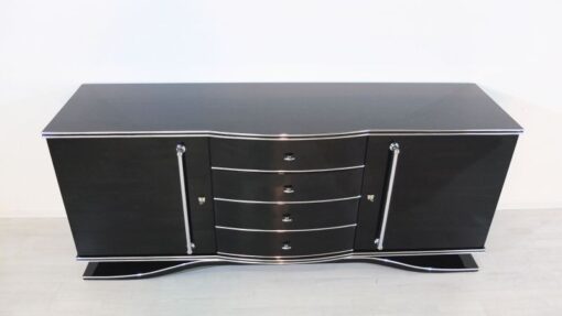 Art Deco Sideboard, Extra big, big chromehandles, french foot, fine details, plenty of storage space