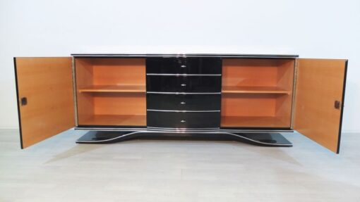 Art Deco Sideboard, Extra big, big chromehandles, french foot, fine details, plenty of storage space