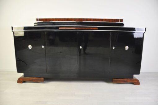 Luxurious Art Deco Sideboard, Burlwood Details, extension plate made of mamor, highgloss lacquer, french feet