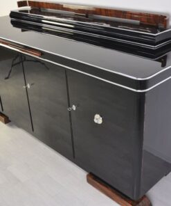 Luxurious Art Deco Sideboard, Burlwood Details, extension plate made of mamor, highgloss lacquer, french feet