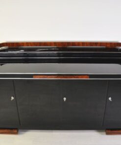 Luxurious Art Deco Sideboard, Burlwood Details, extension plate made of mamor, highgloss lacquer, french feet