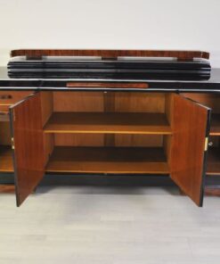 Luxurious Art Deco Sideboard, Burlwood Details, extension plate made of mamor, highgloss lacquer, french feet