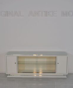 Art Deco Lowboard, Sideboard, Highggloss White, Shelve made of glass, chromebars, sliding doors, great design