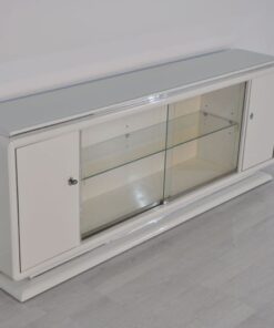 Art Deco Lowboard, Sideboard, Highggloss White, Shelve made of glass, chromebars, sliding doors, great design