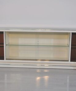 Art Deco Lowboard, Sideboard, Highggloss White, Shelve made of glass, chromebars, sliding doors, great design