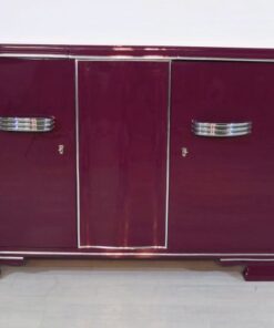 Art Deco Sideboard, unique color, Metallic-lilac, big chromehandles