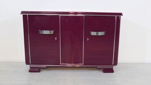 Art Deco Sideboard, unique color, Metallic-lilac, big chromehandles