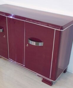 Art Deco Sideboard, unique color, Metallic-lilac, big chromehandles