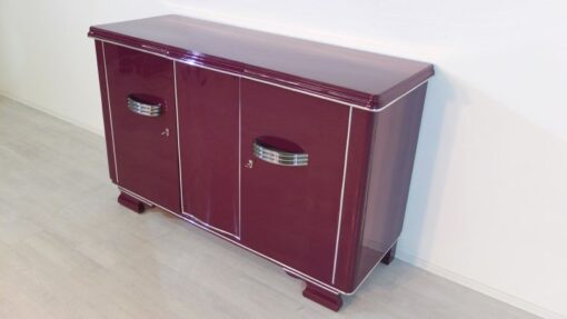 Art Deco Sideboard, unique color, Metallic-lilac, big chromehandles