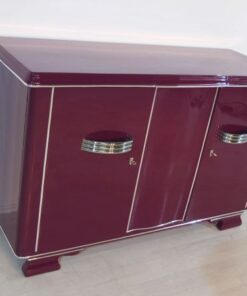 Art Deco Sideboard, unique color, Metallic-lilac, big chromehandles