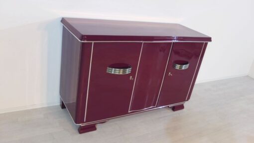 Art Deco Sideboard, unique color, Metallic-lilac, big chromehandles