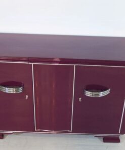 Art Deco Sideboard, unique color, Metallic-lilac, big chromehandles