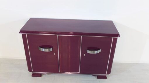 Art Deco Sideboard, unique color, Metallic-lilac, big chromehandles