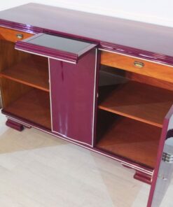 Art Deco Sideboard, unique color, Metallic-lilac, big chromehandles