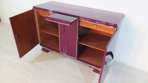 Art Deco Sideboard, unique color, Metallic-lilac, big chromehandles