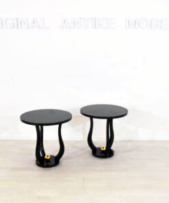 Art Deco Sidetables, wonderful legs, decorative golden ball , pianolacquer, highgloss surface