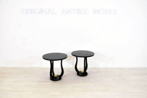 Art Deco Sidetables, wonderful legs, decorative golden ball , pianolacquer, highgloss surface