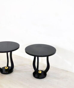 Art Deco Sidetables, wonderful legs, decorative golden ball , pianolacquer, highgloss surface