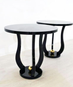 Art Deco Sidetables, wonderful legs, decorative golden ball , pianolacquer, highgloss surface