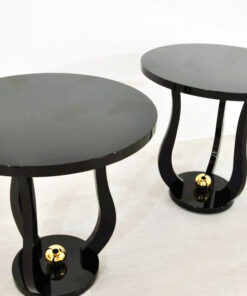 Art Deco Sidetables, wonderful legs, decorative golden ball , pianolacquer, highgloss surface