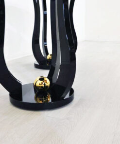 Art Deco Sidetables, wonderful legs, decorative golden ball , pianolacquer, highgloss surface