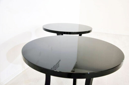 Art Deco Sidetables, wonderful legs, decorative golden ball , pianolacquer, highgloss surface