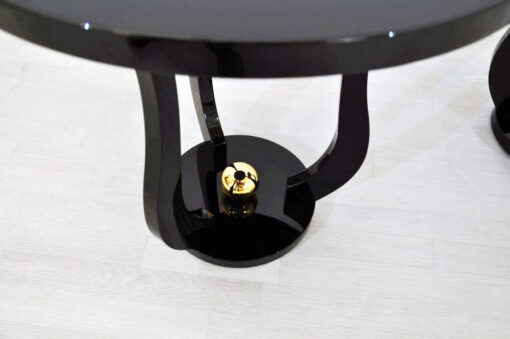 Art Deco Sidetables, wonderful legs, decorative golden ball , pianolacquer, highgloss surface