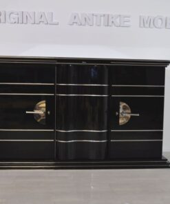 XXL Art Deco Chromliner, Sideboard, Buffet, yellow interior, rare singlepiece