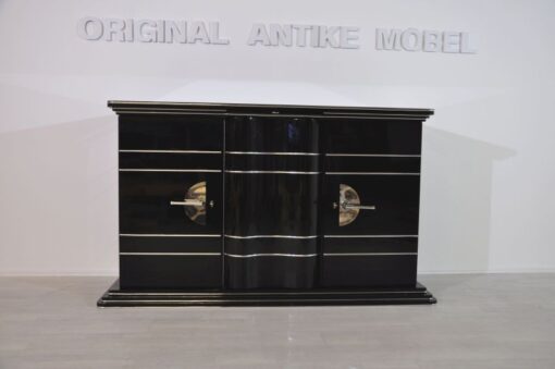 XXL Art Deco Chromliner, Sideboard, Buffet, yellow interior, rare singlepiece