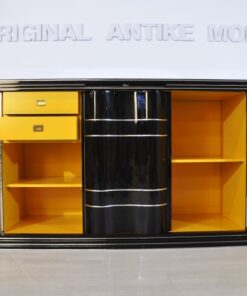 XXL Art Deco Chromliner, Sideboard, Buffet, yellow interior, rare singlepiece