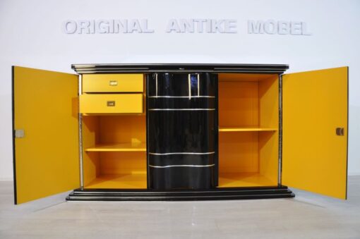 XXL Art Deco Chromliner, Sideboard, Buffet, yellow interior, rare singlepiece