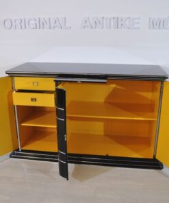 XXL Art Deco Chromliner, Sideboard, Buffet, yellow interior, rare singlepiece