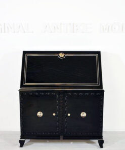 Art Deco Secretary, highgloss black paintjob, Chroemdetails, big writing plate