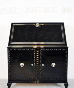 Art Deco Secretary, highgloss black paintjob, Chroemdetails, big writing plate