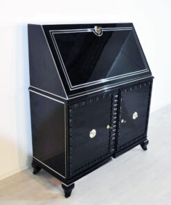 Art Deco Secretary, highgloss black paintjob, Chroemdetails, big writing plate