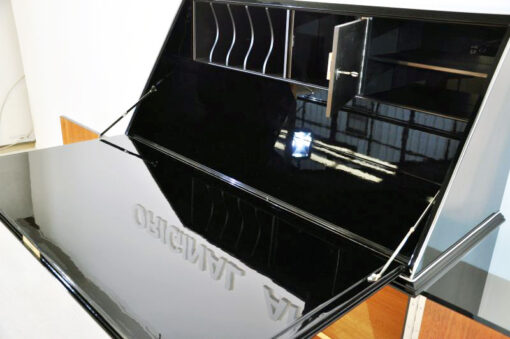 Art Deco Secretary, highgloss black paintjob, Chroemdetails, big writing plate