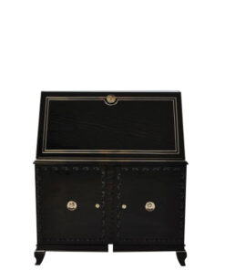 Art Deco Secretary, highgloss black paintjob, Chroemdetails, big writing plate