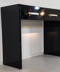 small bauhaus console, unique and simple design, highgloss black piano lacquer, big chromehandles