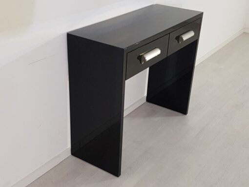 small bauhaus console, unique and simple design, highgloss black piano lacquer, big chromehandles