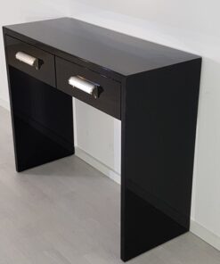 small bauhaus console, unique and simple design, highgloss black piano lacquer, big chromehandles