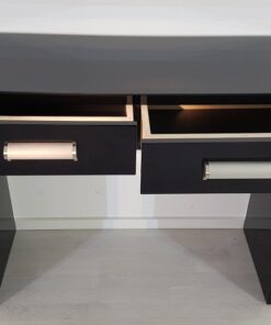 small bauhaus console, unique and simple design, highgloss black piano lacquer, big chromehandles