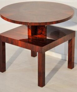 Art Deco, antique, original, rare, table, side table, highgloss, walnut, unique, elegant, living room, restored, french, 1930s