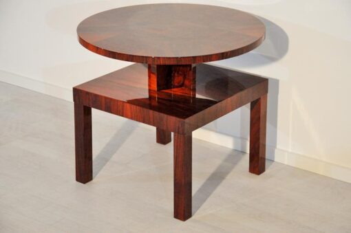 Art Deco, antique, original, rare, table, side table, highgloss, walnut, unique, elegant, living room, restored, french, 1930s