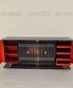 Art Deco Sideboard, design, furniture, macassar, high gloss, storage, cabinet, chrome, living room, buffet, antique, restored, vintage