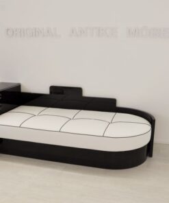 art deco daybed, art deco bed, furniture,highgloss black pianolacquer, luxurious leather top, unique Art Deco Design, small compartment