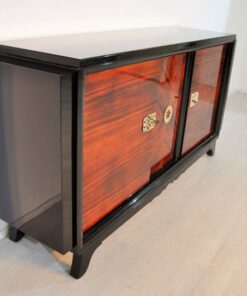 Art Deco, Sideboard, Macassar, veneer, brass, ornamentation, pianolacquer, bar compartment, unique pattern, original piece, france