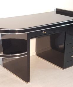 Black, piano lacquer, console, art deco, great foot, living room, design, replicas, luxury, veneer, mahogany, piano lacquer